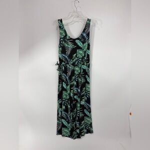 C&C California Black Tropical Leaf Print Jumpsuit